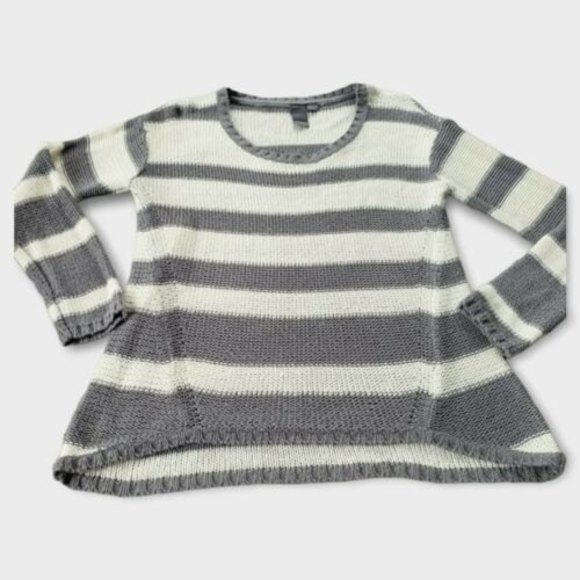 Striped Gray White‎ Sweater Anthropologie Quinn - Picture 1 of 11